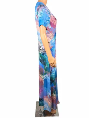 SOFT SURROUNDINGS Anya Ombré Palm Twist Front Maxi Dress Stretch Size Small thumbnail 4