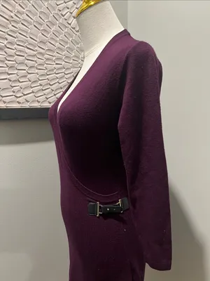 Calvin Klein Plum Wrap-Style Midi Dress thumbnail 3