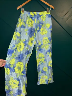 Lyrebird Anthropologie Neela Silky Blue Wide Leg Lounge Pants Quiet Luxury thumbnail 4