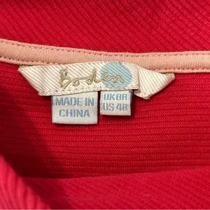 Boden Womens Size 4 Strawberry Red Pink Ribbed Cotton Knit Pocketed Sheath Dress thumbnail 4