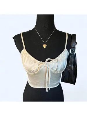 Coastal mermaidcore satin tie front crop top Y2K Forever 21 size small 🤍 thumbnail 2