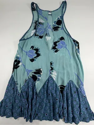 Free People Intimately Floral Mini Slip Dress Boho‎ Racerback Blue Womens XS thumbnail 2