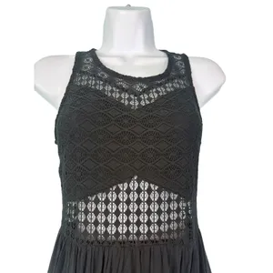 Material Girl Black Lace Bodice Maxi Dress Sleeveless Slit‎ Small Goth Festival thumbnail 3