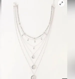 Lulus Made of Stardust Silver Rhinestone Layered Coin Necklace thumbnail 2