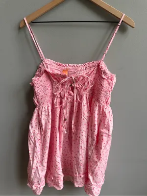 Free People Gabby Mini Dress Pink Cherry Floral Smocked Mini Sundress Medium thumbnail 6