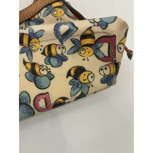 RARE VTG Y2K Dooney & Bourke Bumble Bee Print Shoulder Bag Leather canvas thumbnail 9