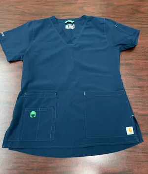 Carhartt Navy Modern Fit V-Neck Cross-Flex Scrub Top Size Small thumbnail 1