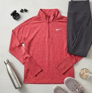 Nike Running Womens Dri-FIT Element Half Zip Pullover Red‎ Heather Medium thumbnail 1