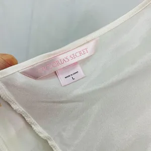 Victoria's Secret Nightgown Ivory Satin Lace Trim V Neck & Back Large Y2K Bridal thumbnail 6