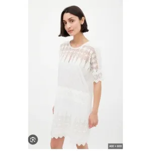 Ulla Johnson Viola White Cotton Lace Embroidered Crew Neck Mini Dress Size S 4 thumbnail 16