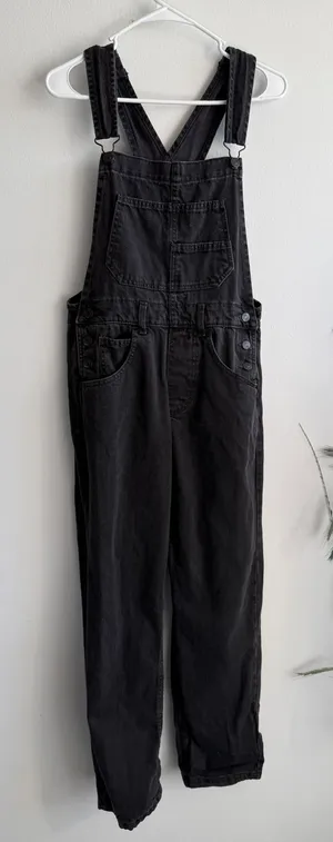 We The Free Free‎ People Women XS Black Denim Overalls Straight Leg OB1141498 thumbnail 1