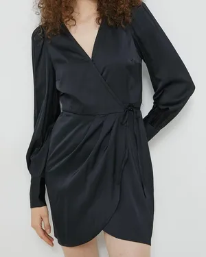 NWT Abercrombie & Fitch Long Sleeve Satin Drapey Dress thumbnail 1