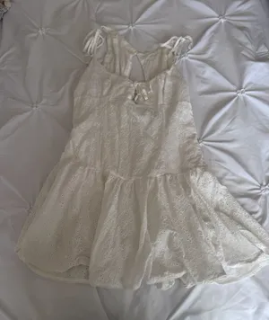 White Eyelet Tie-Shoulder Mini Dress thumbnail 1
