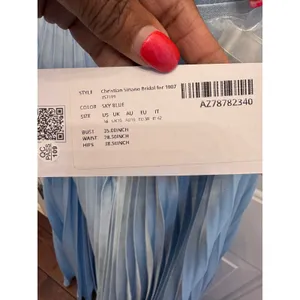 Azazie Christian Siriano Keita Sky Blue Pleated Halter Chiffon Gown Dress A6 NWT thumbnail 8