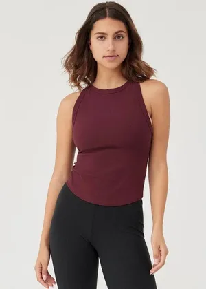 OUTDOOR VOICES SuperForm Rib High Neck Tank Top in Shiraz Size L thumbnail 1
