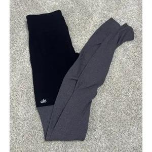 Alo Yoga Goddess Ribbed Leggings Black Charcoal Colorblock Size M thumbnail 4