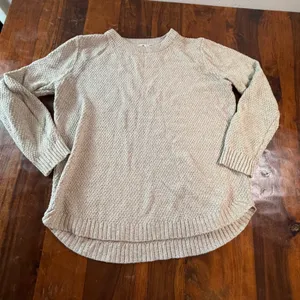 Pink Clover Oatmeal Beige Textured Knit Crewneck Sweater Curved Hem Large thumbnail 1