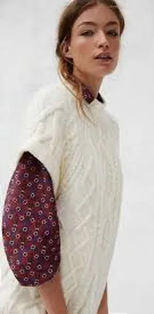 Anthropologie MAEVE Cybil Cable Sweater Vest Chunky Knit Size Small XS S thumbnail 1