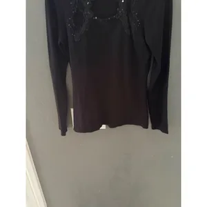 Vintage Whimsigoth Witchy Mock Neck Top Lace Sequin Embellished Knit Sweater thumbnail 3