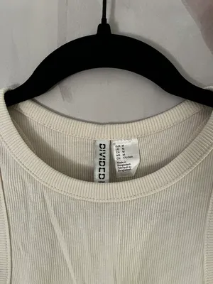 H&M White Basic Ribbed Tank Top thumbnail 2