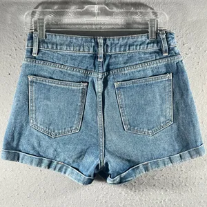 1023 |‎ PacSun High Waisted Cuffed Denim Jean Shorts Blue Womens 26 thumbnail 2