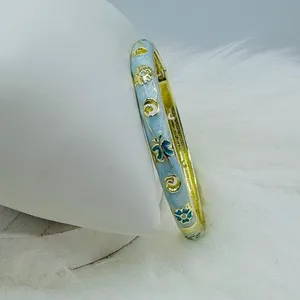 Blue Butterfly & Floral Theme Enamel Hollow Out Cloisonne Bangle thumbnail 2