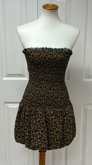 Sky to Moon Leopard Print‎ Strapless Tube Dress - Size S. thumbnail 1