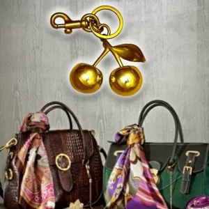 Gold Cherries Bag Charm/Keychain NWT thumbnail 2