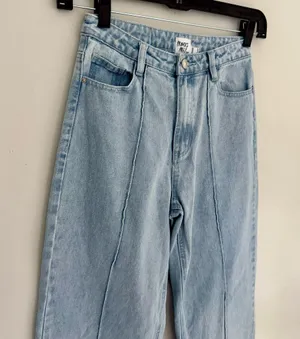 Princess Polly Booran Light Wash Denim Wide Leg Center Seam Jeans thumbnail 3