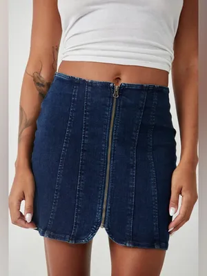 Free People We The Free Layla Denim Miniskirt Size 12 thumbnail 1