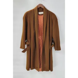 Vintage J. Hilary Wool Coat Womens 4 Belted Camel Brown Long Trench Made in USA thumbnail 12