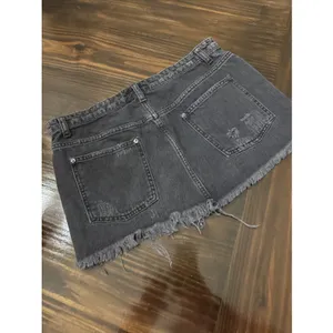 Free People Distressed Black Mini Skirt Size 10 Denim thumbnail 5