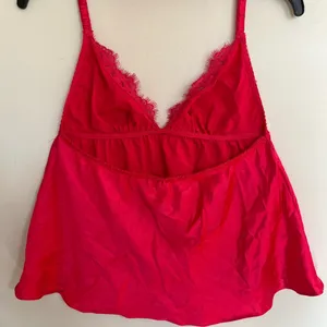 Victoria's Secret Red Satin Lace Trim Babydoll Camisole Top Size‎ Large thumbnail 12