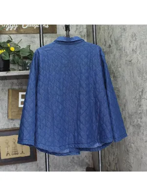 Alfred Dunner Denim Quilted Snap Front Midweight Jacket Blue 1X thumbnail 2