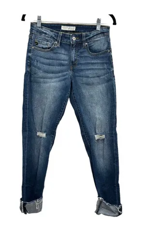 KanCan Sanded Distressed Knee Holes Cropped Denim Jeans 27 thumbnail 1