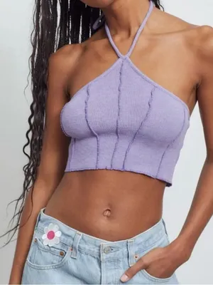 Urban Outfitters Halter Crop Top - Purple, Size Small thumbnail 5