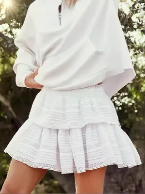 Aerie Rock N’ Ruffle White Tiered Mini Skirt Small thumbnail 1