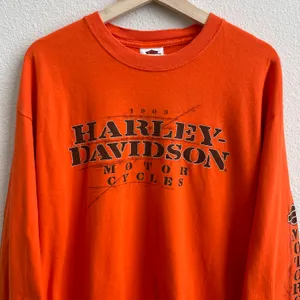 Harley Davidson 2009 Orange Laramie, Wyoming Biker Graphic Long Sleeve Tee thumbnail 3