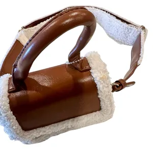 Forever 21 Light Brown and Cream Faux Shearling-Trim Crossbody Mini Bag thumbnail 2