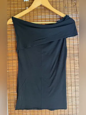 Vintage Hard Tail Forever Black One Shoulder Draped Top Size Small Y2K thumbnail 7