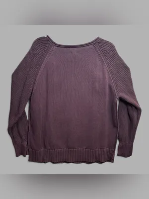 Aerie Purple 100% Cotton Raglan Knit Sweater Women’s Medium M thumbnail 4