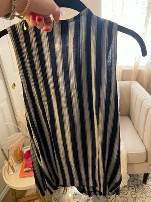 Sleeveless Striped Button Down Tank Multi thumbnail 5