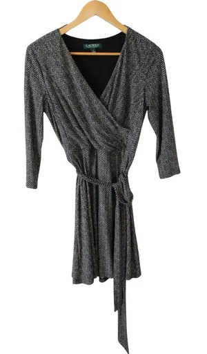 Ralph Lauren LRL Herring Bone Long Sleeve‎ Belted Dress - Women's 2 thumbnail 1