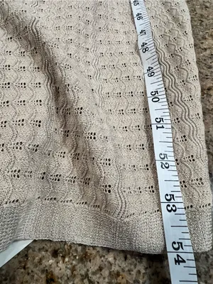 COMMENSE Short Sleeve Crochet Knit Mermaid Maxi Dress Khaki Gold Size S NWT thumbnail 11