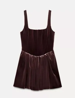 Zara Dress mini corset Velvet in Rich Purple Wedding party coctail thumbnail 14