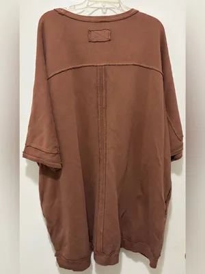 Free People We The People Mari Muscle Pullover Brown Large thumbnail 5
