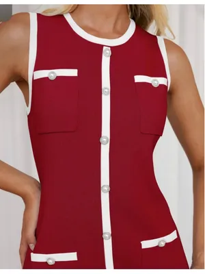 NEW ZESICA Sleeveless Elegant Crewneck Button Knit Mini Dress XL thumbnail 6