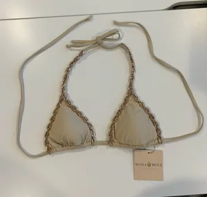 ASOS Women’s Moda Minx x Agnes Pimentel Triangle Bikini Top With Shell Trim, Small thumbnail 1