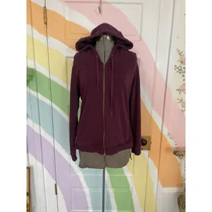 UGG Clara Hoodie Womens M Plum Purple Full Zip Fitted Stretch Sweatshirt thumbnail 2