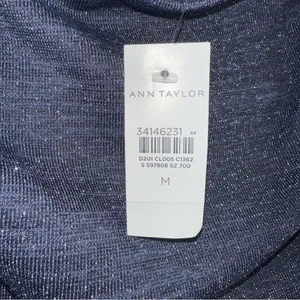 Ann Taylor Top Womens Medium Purple Metallic Sparkle Drape Neck Blouse Classy thumbnail 7
